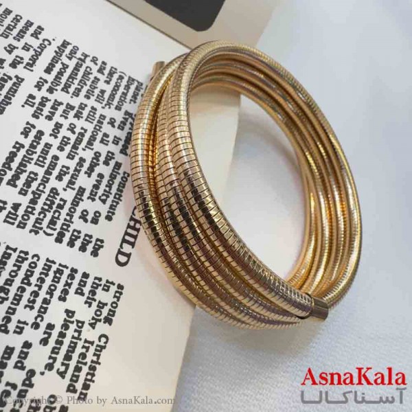 دستبند دخترانه فنری استیل مدل طلایی کد DSB181046W