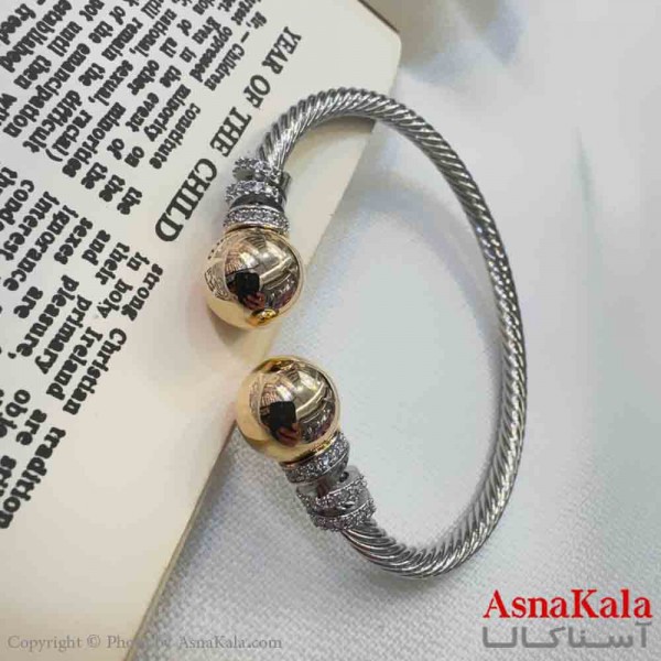 بنگل مینیمال دخترانه استیل مدل گوی طلایی کد DSB181050W