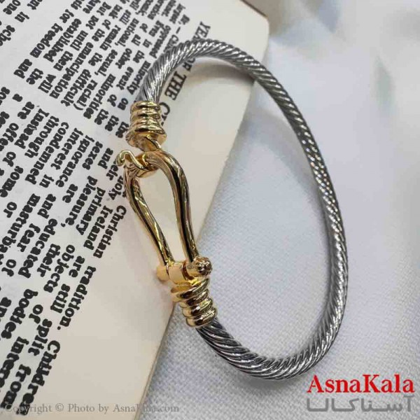 بنگل مینیمال دخترانه استیل مدل فرد طلایی کد DSB181051W