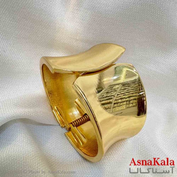 بنگل مینیمال دخترانه استیل مدل دفرمه طلایی کد DSB181054W