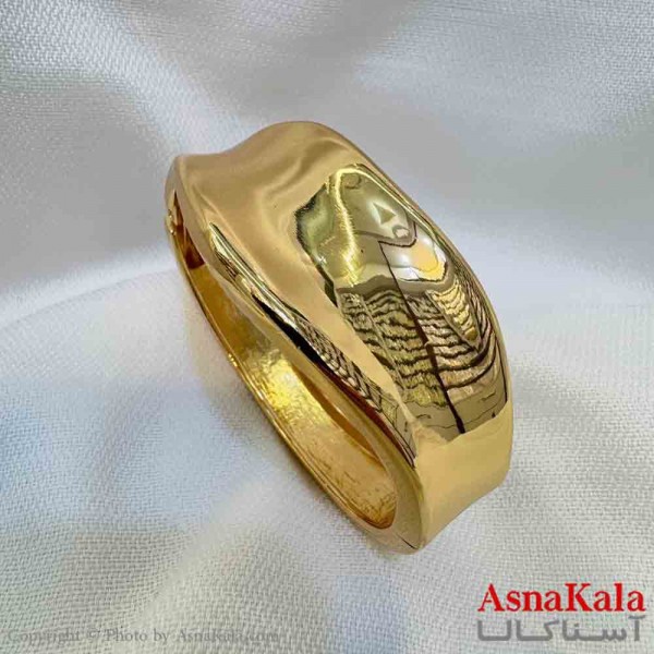 بنگل مینیمال دخترانه استیل مدل دفرمه طلایی کد DSB181055W