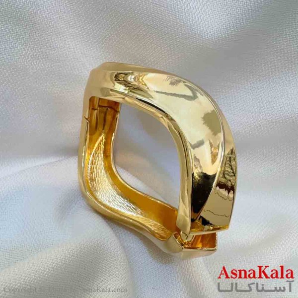 بنگل مینیمال دخترانه استیل مدل دفرمه طلایی کد DSB181056W