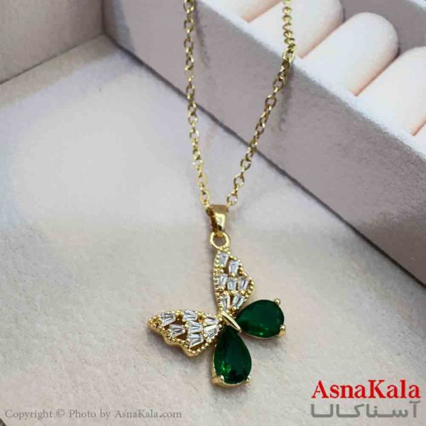 گردنبند دخترانه پینترستی استیل مدل پروانه مشکی کد GNB161498W