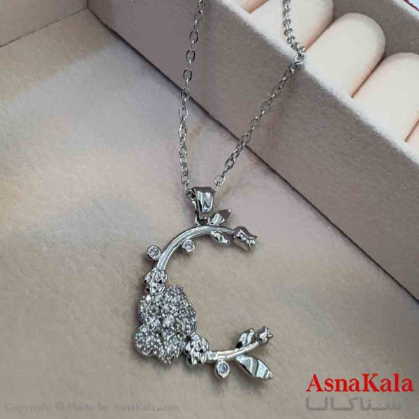 گردنبند دخترانه پینترستی استیل مدل گل رز  کد GNB161505W