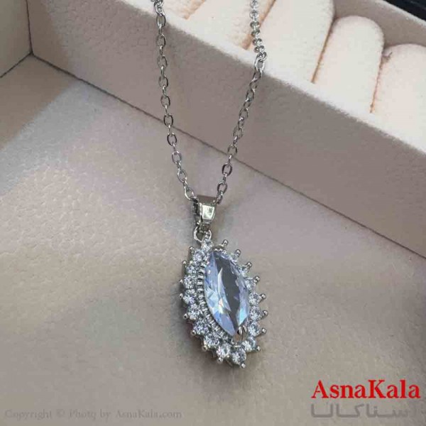 گردنبند دخترانه پینترستی استیل مدل نگینی کد GNB161520W