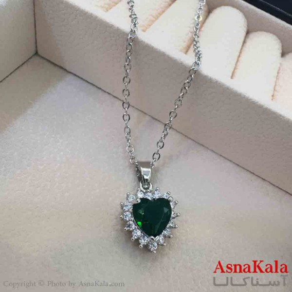 گردنبند دخترانه پینترستی استیل مدل قلب نگینی کد GNB161521W