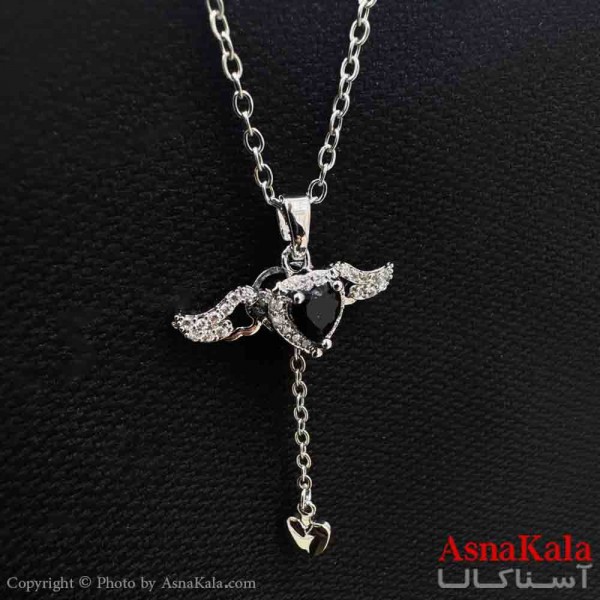 گردنبند دخترانه پینترستی استیل مدل قلب بالدار کد GNB161527W