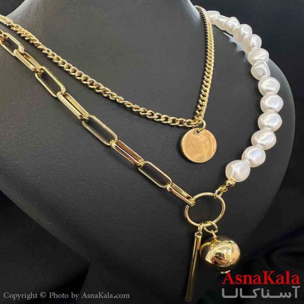 گردنبند دخترانه پینترستی استیل مدل دولاین مینیمال کد GNB161538W