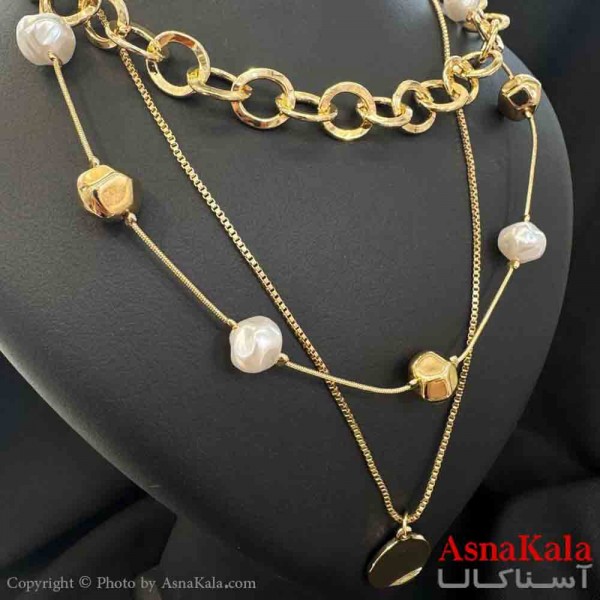 گردنبند دخترانه پینترستی استیل مدل سه لاین مینیمال کد GNB161545W