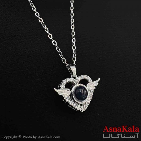 گردنبند تلسکوپی دوستت دارم به صد زبان دنیا طرح قلب بالدار کد  GNB161558W