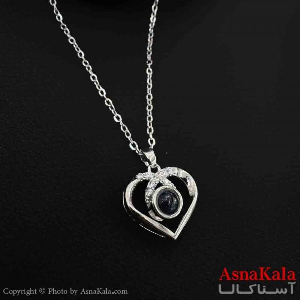 گردنبند تلسکوپی دوستت دارم به صد زبان دنیا طرح قلب کد GNB161564W