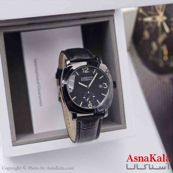 ساعت مچی چرمی لومینور پنرای کلاسیک دارای روز شمار و موتور زیر ثانیه  وصفحه شب نما کد WTCH11294W