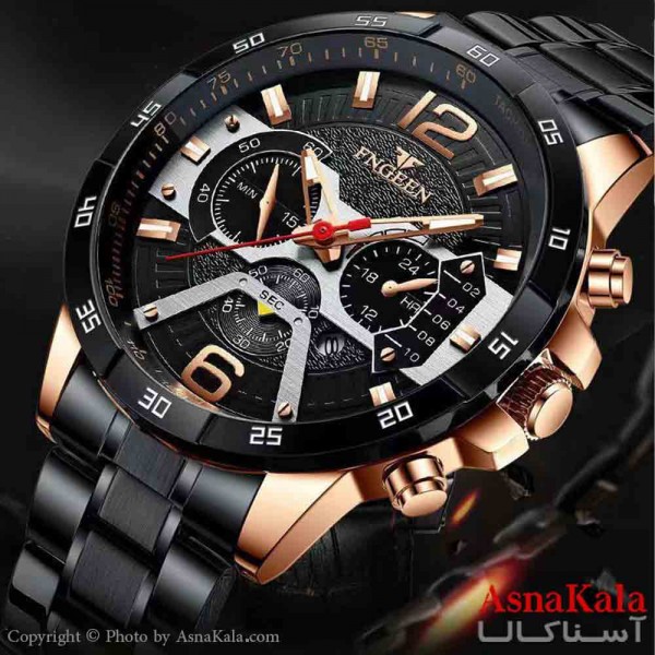 ساعت مردانه FNGEEN مقاوم دربرابرآب دارای روز شمار طرح کرنوگراف شب نما موتور کوارتز کد WTCH11309W