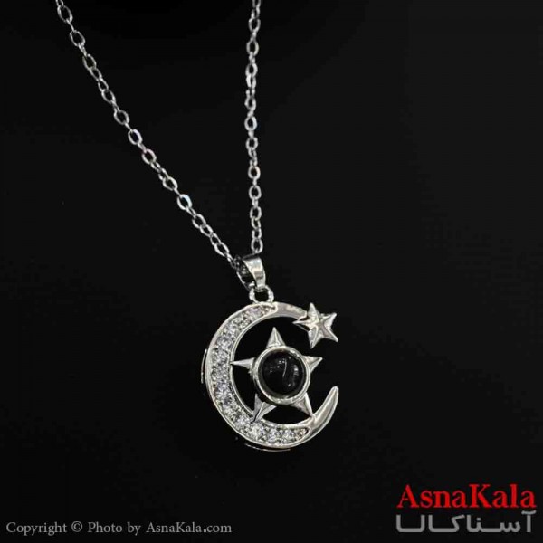 گردنبند تلسکوپی دوستت دارم به صد زبان دنیا طرح ماه  کد GNB161570W