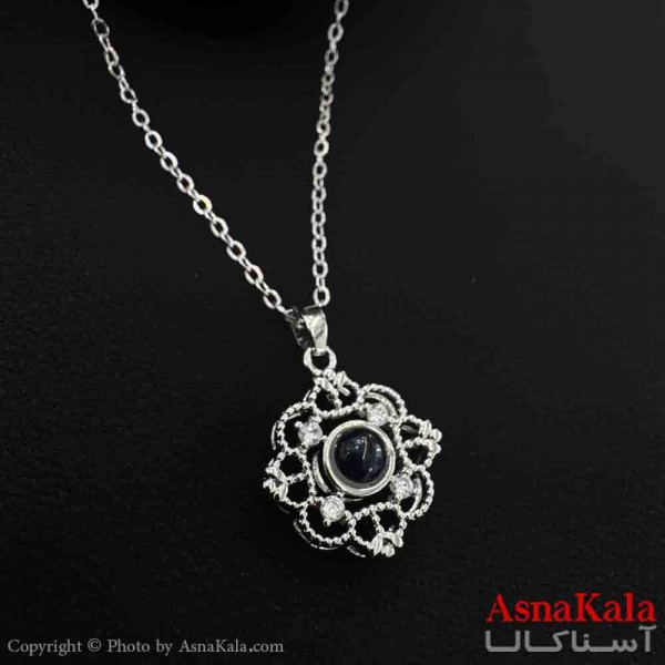 گردنبند تلسکوپی دوستت دارم به صد زبان دنیا طرح گل  کد GNB161572W