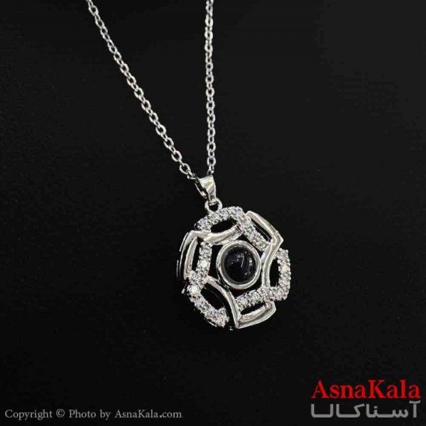 گردنبند تلسکوپی دوستت دارم به صد زبان دنیا طرح گل  کد GNB161577W