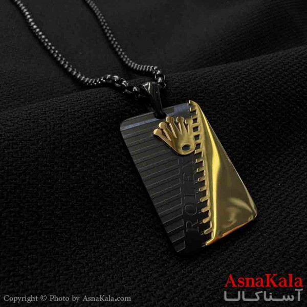 گردنبند مردانه و پسرانه استیل مدل رولکس کد GNB161601W