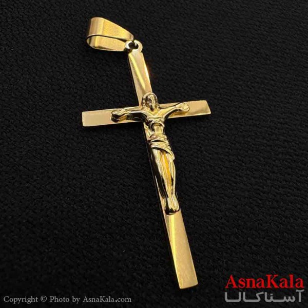 آویز گردنبند مردانه طرح صلیب طلایی مسیح کد GNB161610W