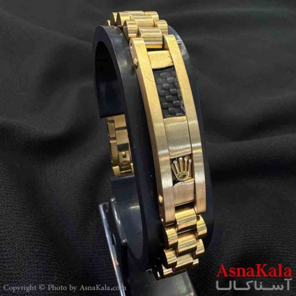 دستبند استیل مردانه مدل رولکس طلایی کد DSB181060W