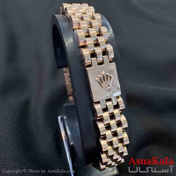 دستبند استیل مردانه مدل رولکس طلایی کد DSB181063W