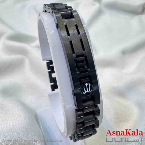 دستبند استیل مردانه مدل رولکس مشکی کد DSB181067W