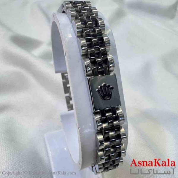 دستبند استیل مردانه مدل رولکس مشکی کد DSB181068W