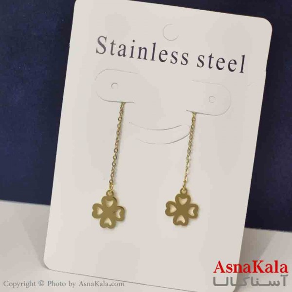 گوشواره دخترانه مدل ایرکاف برگ بخیه استیل 316 کد GSH151448W