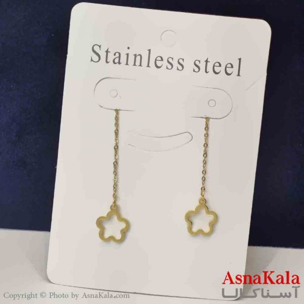 گوشواره دخترانه مدل ایرکاف گل بخیه استیل 316 کد GSH151455W