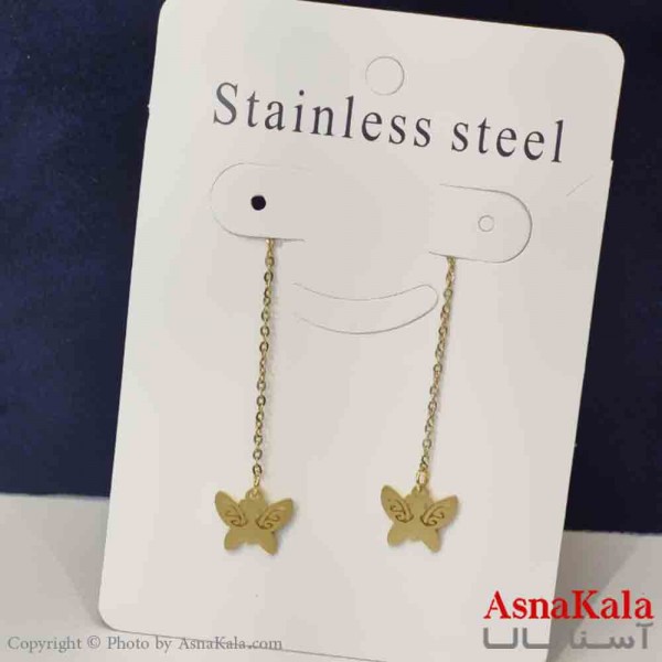 گوشواره دخترانه مدل ایرکاف پروانه بخیه استیل 316 کد GSH151459W