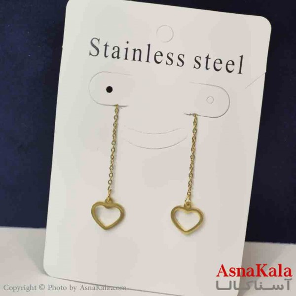 گوشواره دخترانه مدل ایرکاف قلب بخیه استیل 316 کد GSH151468W