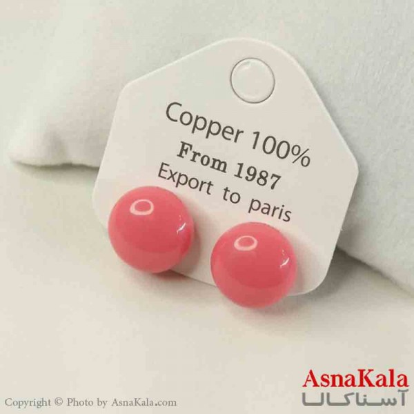 گوشواره استیل  فانتزی دخترانه مدل گرد صورتی کد GSH151471W