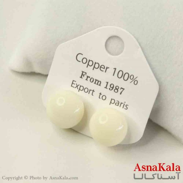 گوشواره استیل  فانتزی دخترانه مدل گرد سفید کد GSH151473W