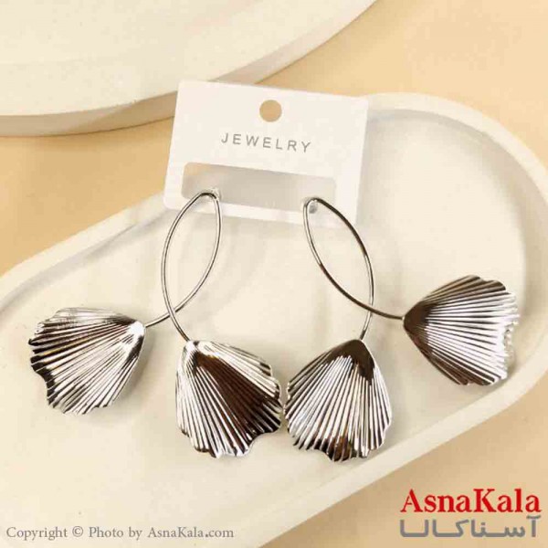 گوشواره استیل شیک دخترانه مدل برگ نقره ای  کد GSH151486W