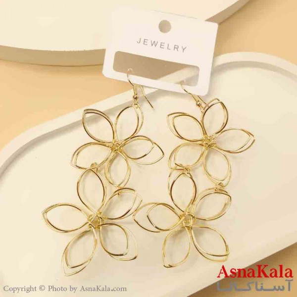 گوشواره استیل مینیمال دخترانه مدل گل طلایی کد GSH151496W