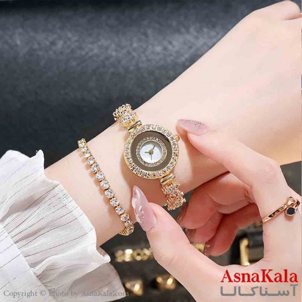 ساعت زنانه رویال کرون سلطنتی قاب بند نگینی با موتور کوارتز کد WTCH11313W