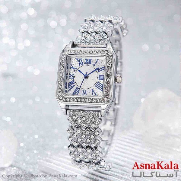 ساعت زنانه مکعبی کارتیه بابند فول استون  با موتور کوارتز کد WTCH11314W