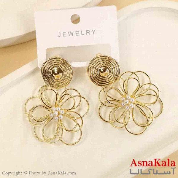 گوشواره استیل مینیمال دخترانه مدل گل مرواریدی کد GSH151520W