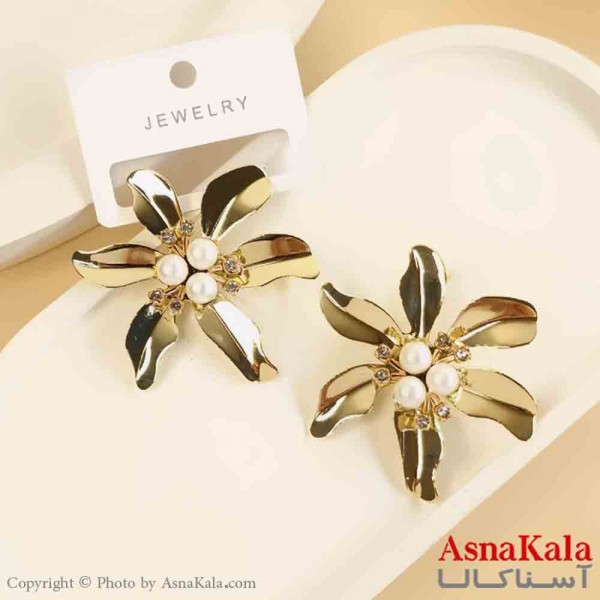 گوشواره استیل مینیمال دخترانه مدل گل مروارید کد GSH151521W