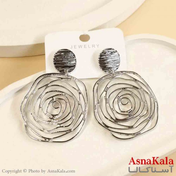 گوشواره استیل مینیمال دخترانه مدل گرد پیچی کد GSH151524W