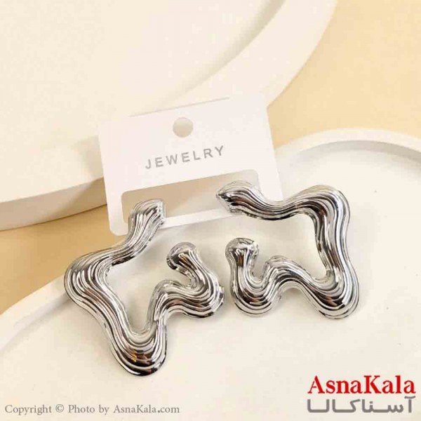 گوشواره استیل مینیمال دخترانه مدل دفرمه کد GSH151525W
