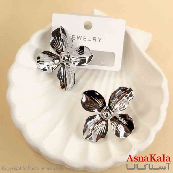 گوشواره استیل مینیمال دخترانه مدل گل برجسته کد GSH151530W