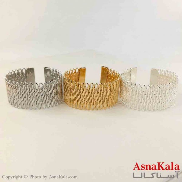 بنگل مینیمال دخترانه استیل مدل زنجیری پهن کد DSB181073W