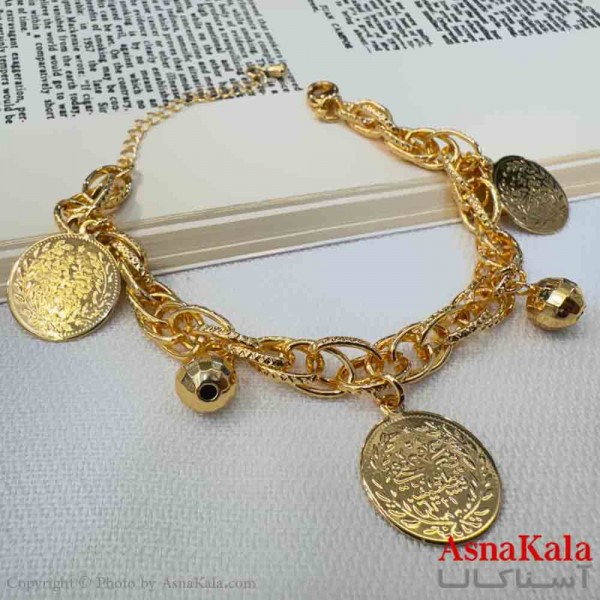 دستبند زنانه طلاروس مدل سکه ای کد DSB181092W