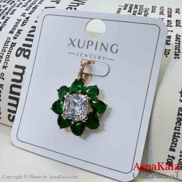 آویز ژوپینگ مینیمال دخترانه مدل نگینی سبز کد GNB161666W