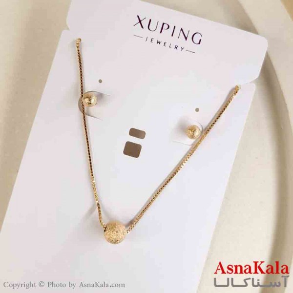 نیم ست زنانه ژوپینگ مدل گوی شامل گوشواره و گردنبند کد NIM14779W