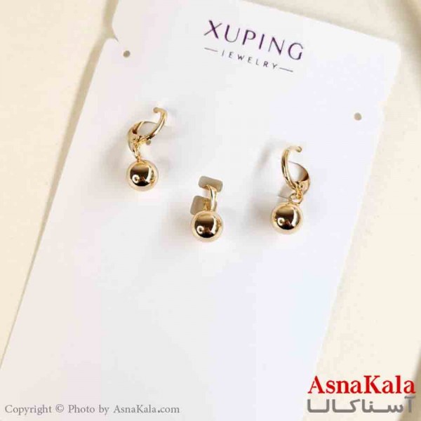نیم ست زنانه ژوپینگ مدل گوی طلایی شامل گوشواره و گردنبند کد NIM14783W