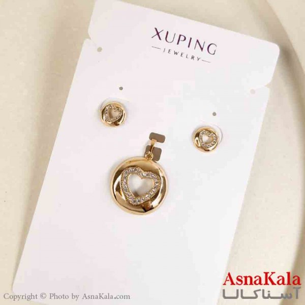 نیم ست زنانه ژوپینگ مدل گرد قلبی شامل گوشواره و گردنبند کد NIM14787W