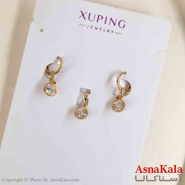 نیم ست زنانه ژوپینگ مدل نگینی شامل گوشواره و گردنبند کد NIM14794W