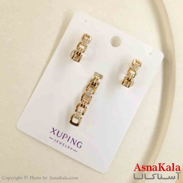 نیم ست زنانه ژوپینگ مدل زنجیری شامل گوشواره و گردنبند کد NIM14811W