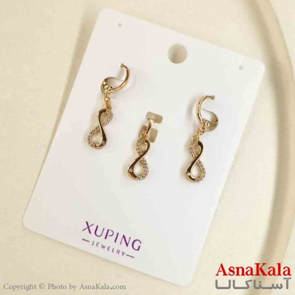 نیم ست زنانه ژوپینگ مدل بینهایت شامل گوشواره و گردنبند کد NIM14813W